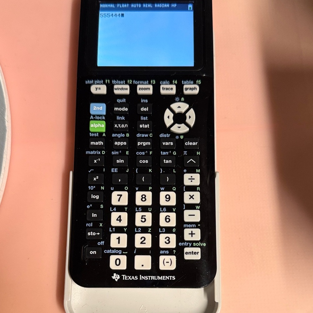 Texas Instruments Black and White Graphing Calculator with Blue Screen